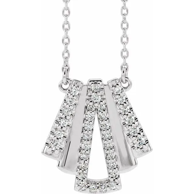 14K White Gold 1/4 CTW Natural Diamond Art Deco 18" Necklace