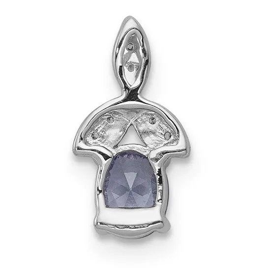 14k White Gold .45 Tanzanite & Diamond Chain Slide Floral Pendant