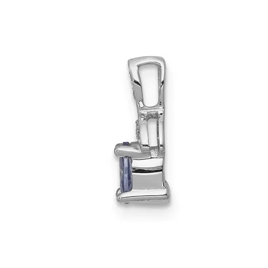 14k White Gold .45 Tanzanite & Diamond Chain Slide Floral Pendant
