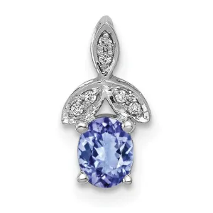 14k White Gold .45 Tanzanite & Diamond Chain Slide Floral Pendant