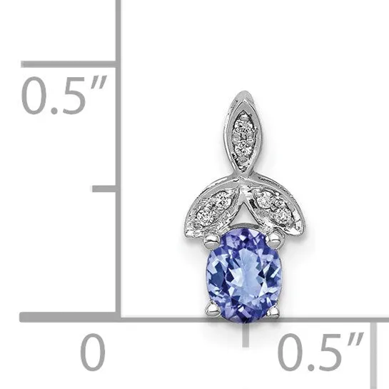 14k White Gold .45 Tanzanite & Diamond Chain Slide Floral Pendant
