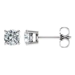 14k White Gold 5mm Round White Sapphire Earrings