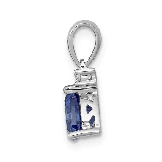 14k White Gold .90 Trillion Cut Tanzanite & Diamond Pendant
