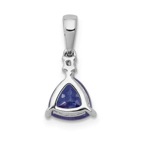 14k White Gold .90 Trillion Cut Tanzanite & Diamond Pendant