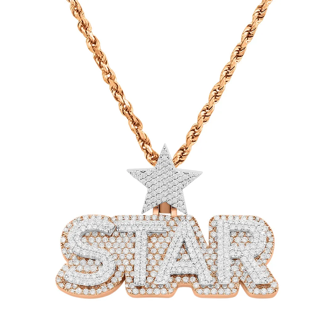 14K White Gold & Diamond  "Star" Pendant 5.84ctw