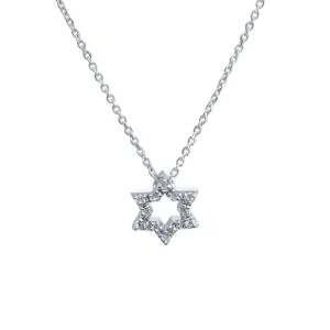 14K White Gold & Diamond Star Of David / Jewish Star Pendant/Charm