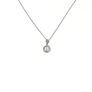 14k White Gold Circle Pendant .47 Ctw