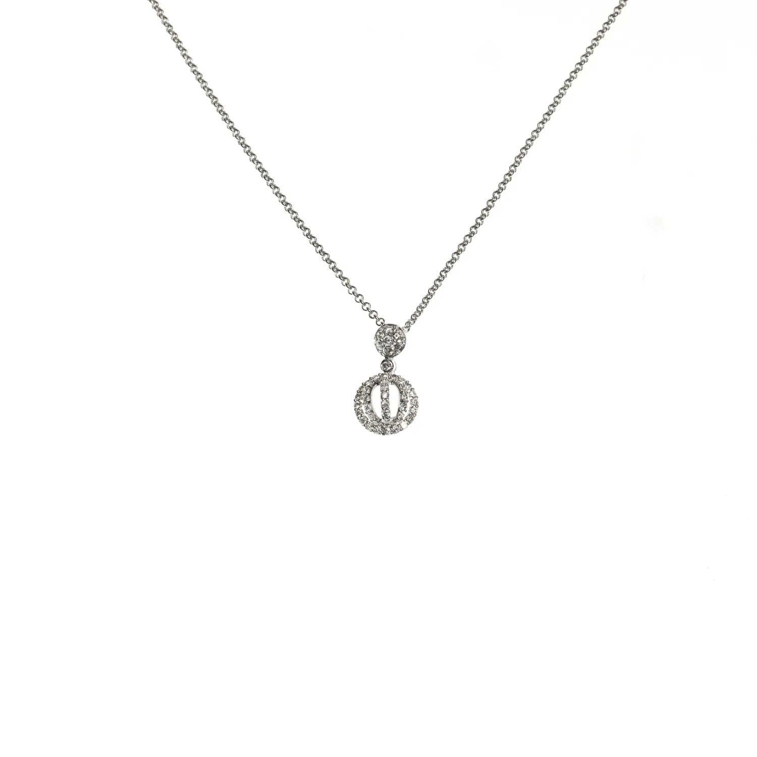 14k White Gold Circle Pendant .47 Ctw