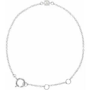 14K White Gold Imitation Freshwater Pearl Youth Birthstone 4 1/2-5 1/2" Bracelet