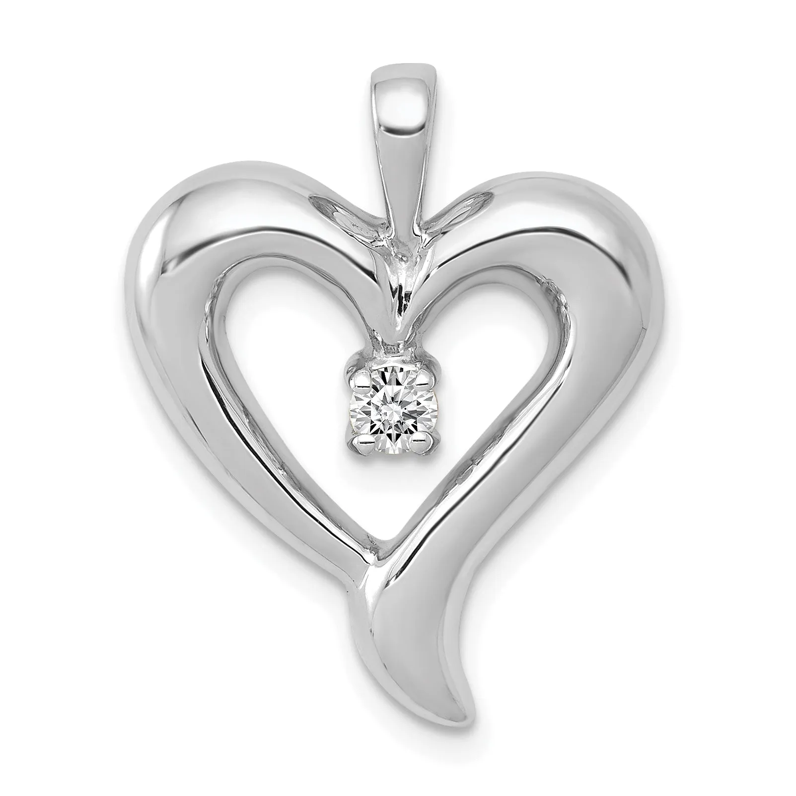14k White Gold L1 Clarity, G i Color Diamond Heart Pendant