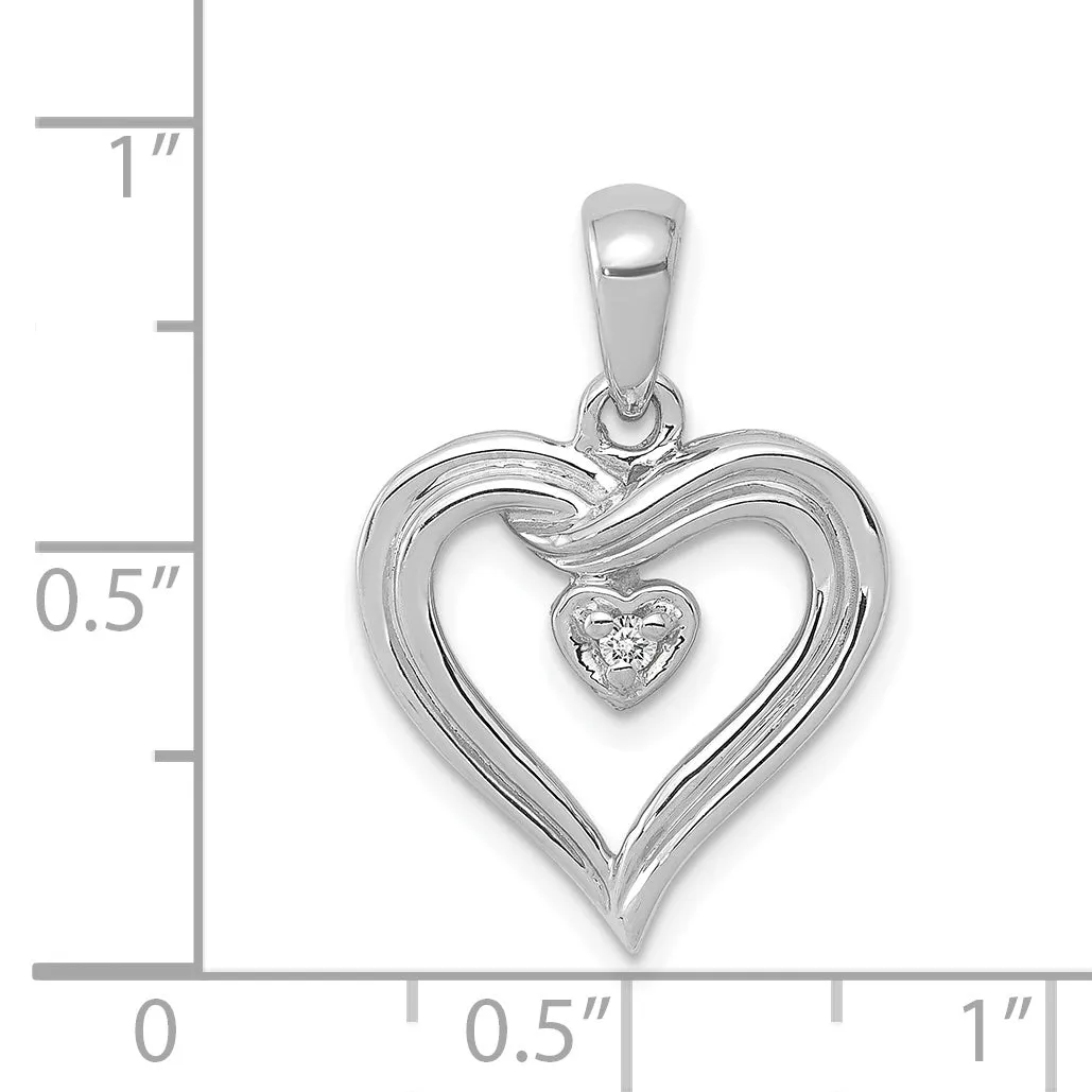 14k White Gold L1 Clarity, G i Color Diamond Heart Pendant