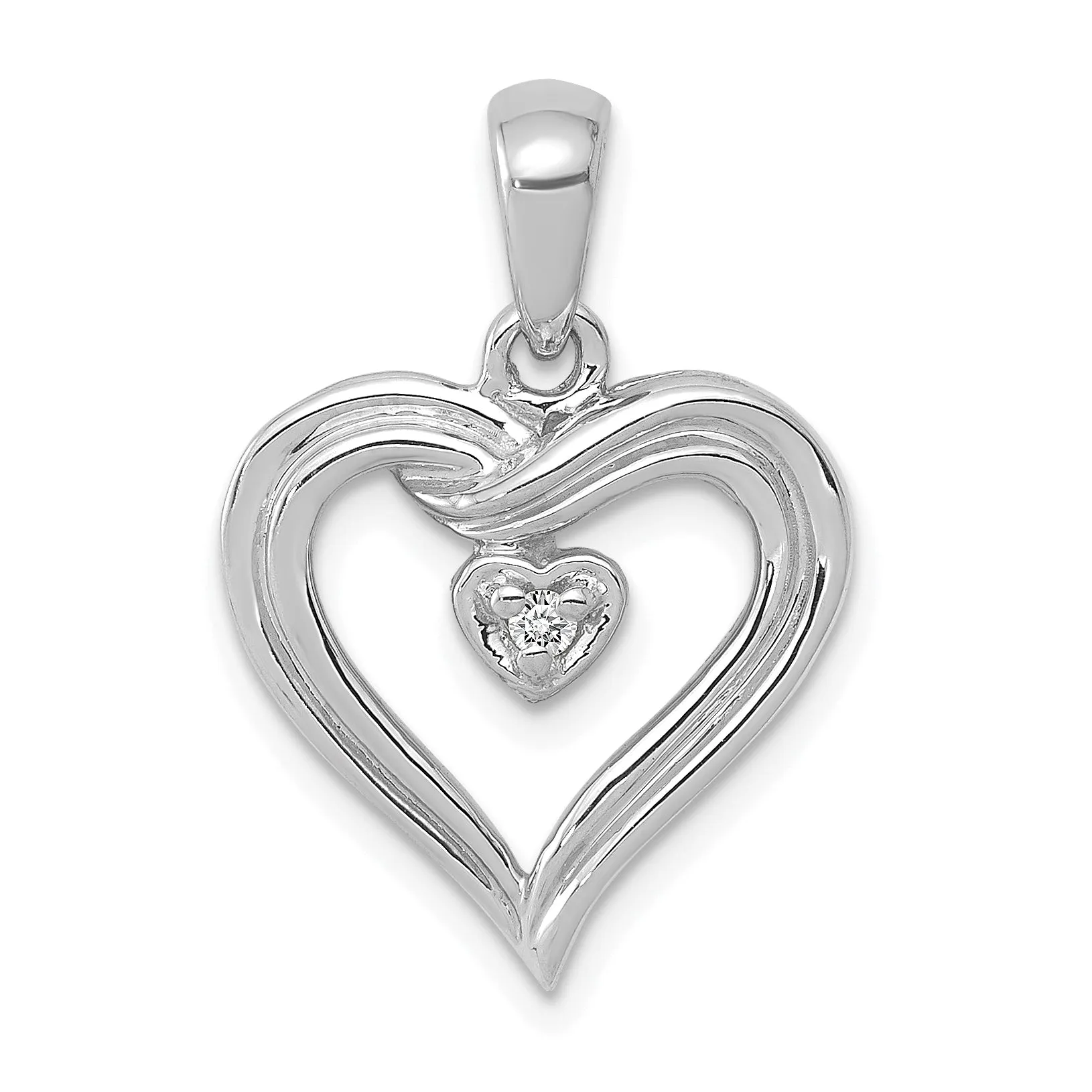 14k White Gold L1 Clarity, G i Color Diamond Heart Pendant