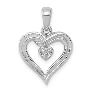 14k White Gold L1 Clarity, G i Color Diamond Heart Pendant