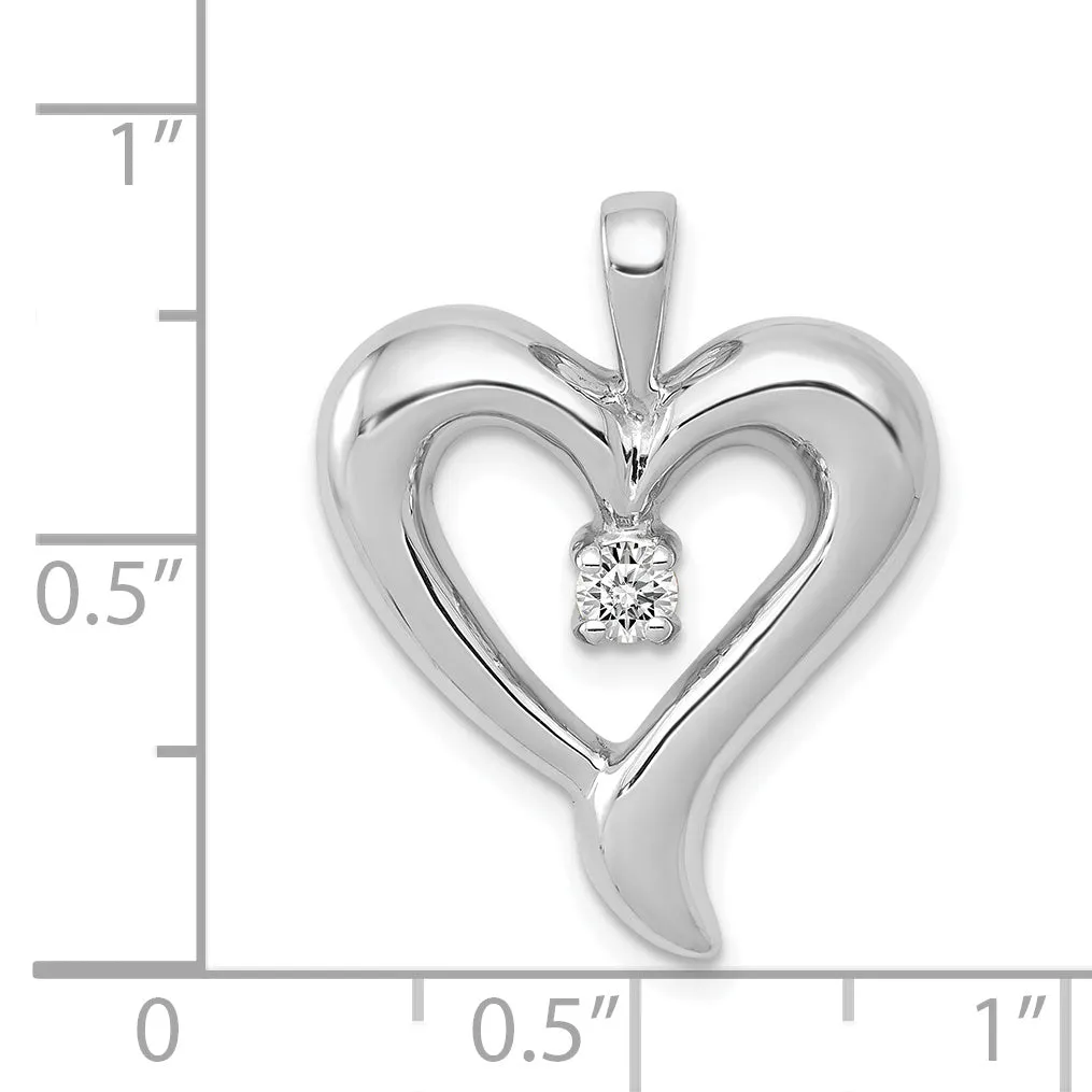 14k White Gold L1 Clarity, G i Color Diamond Heart Pendant