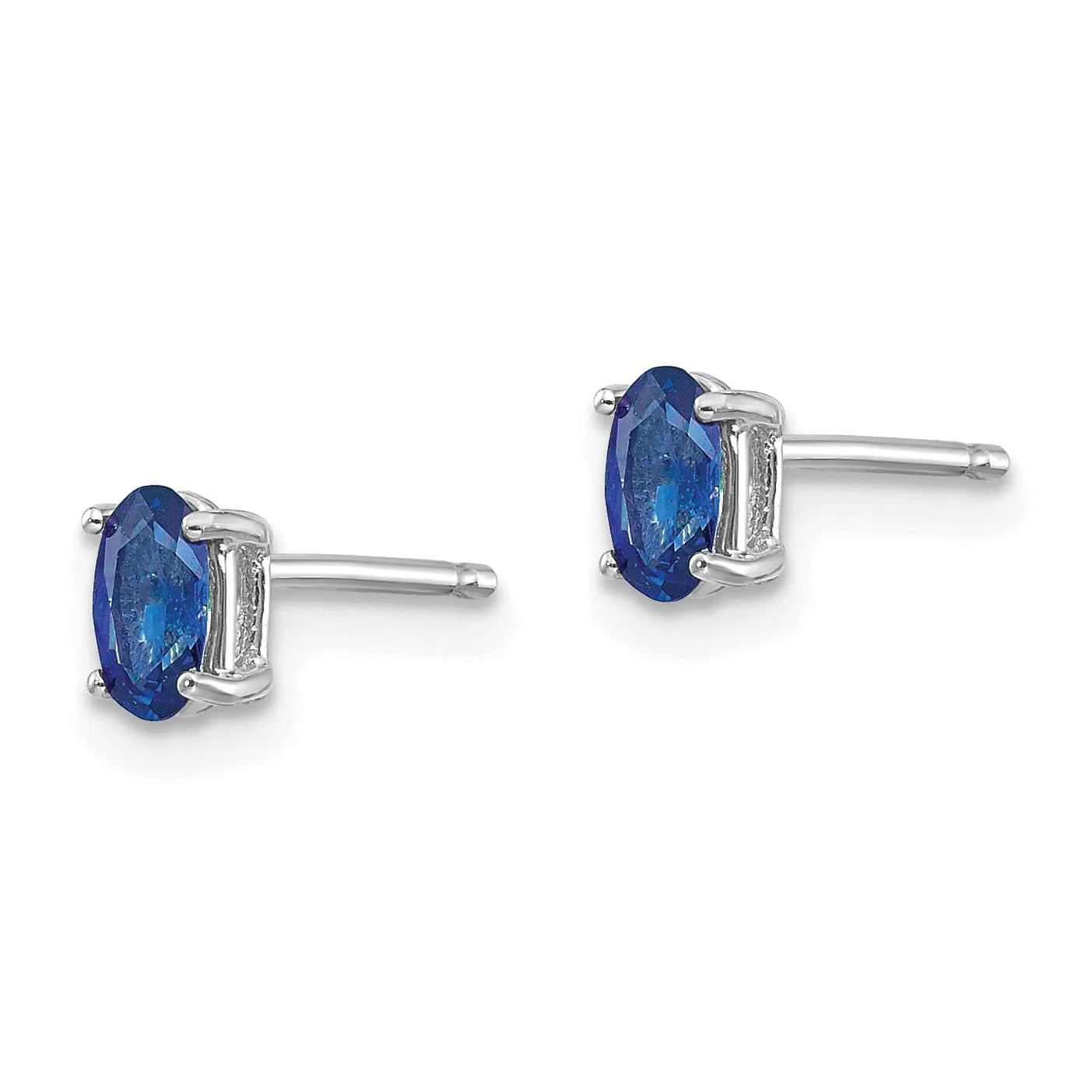 14k White Gold Oval Sapphire Earrings