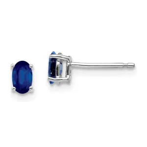 14k White Gold Oval Sapphire Earrings