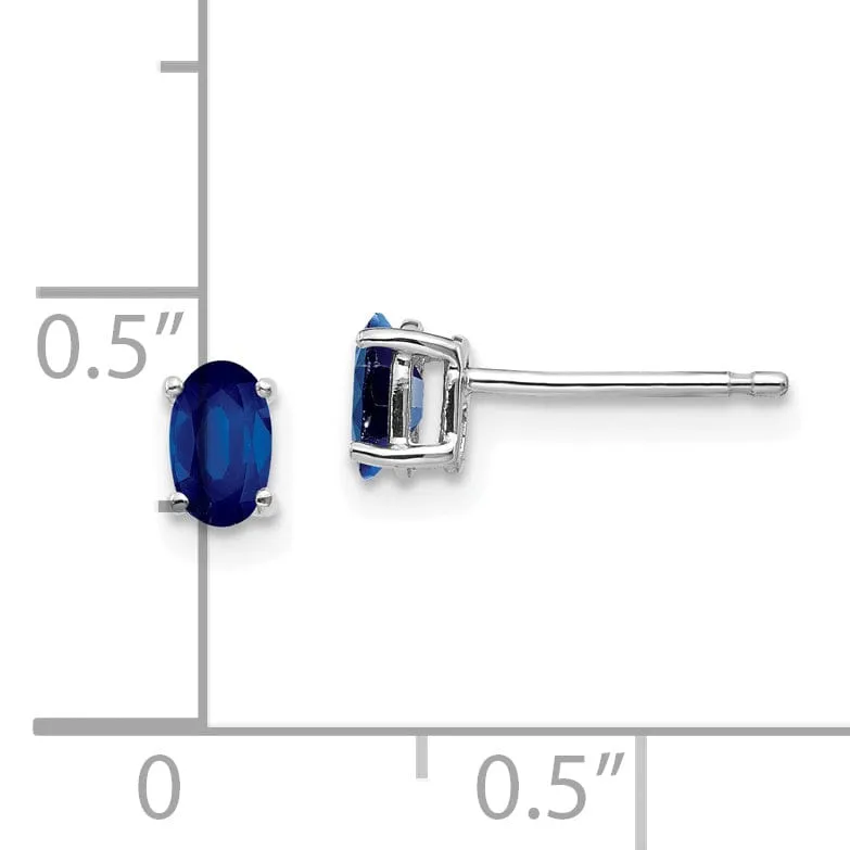 14k White Gold Oval Sapphire Earrings