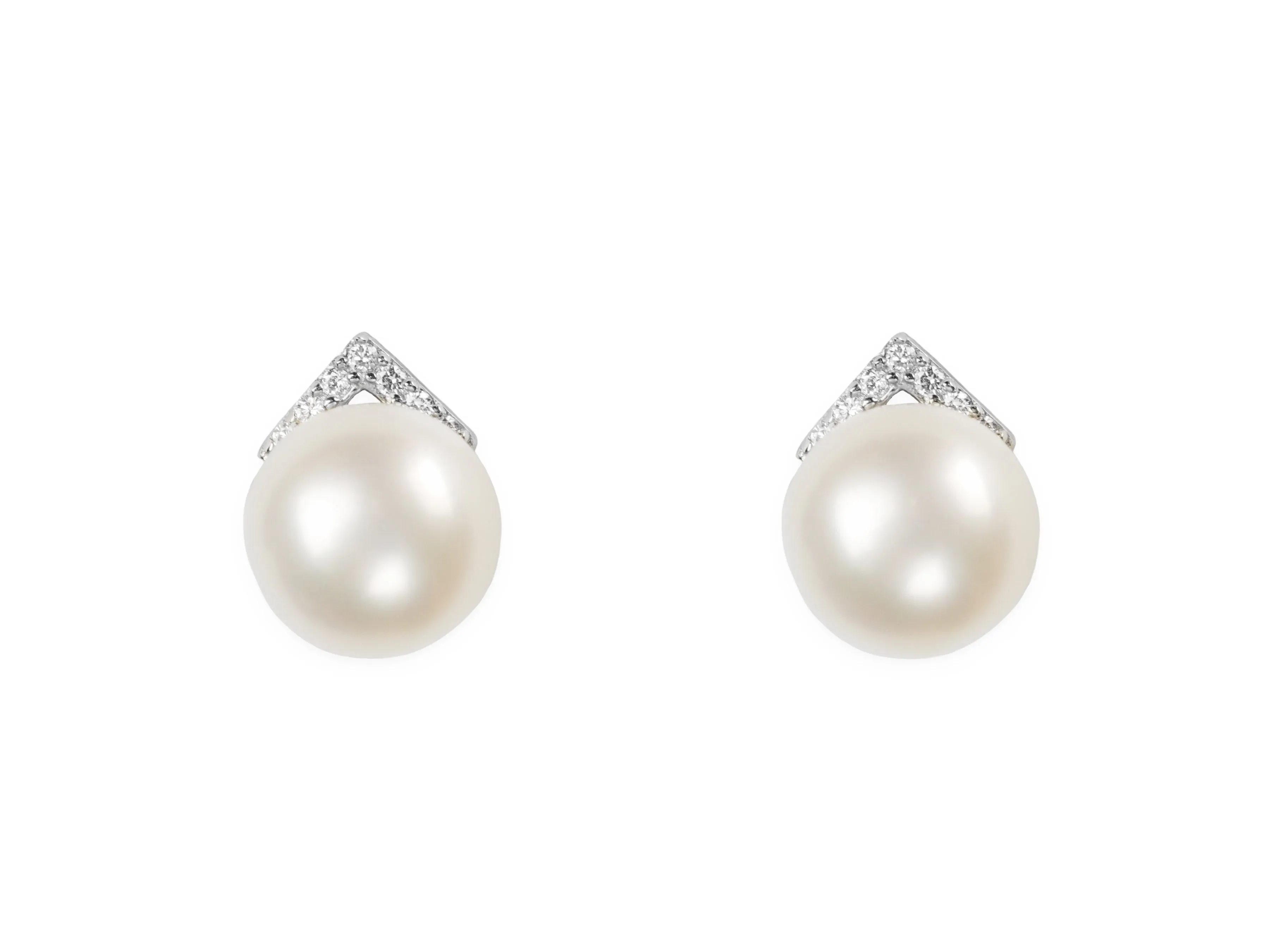 14k White Gold Pearl Diamond Earrings