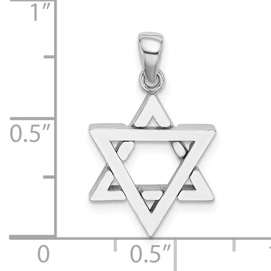14K White Gold Polished Finish Flat Back Star Of David Charm Pendant