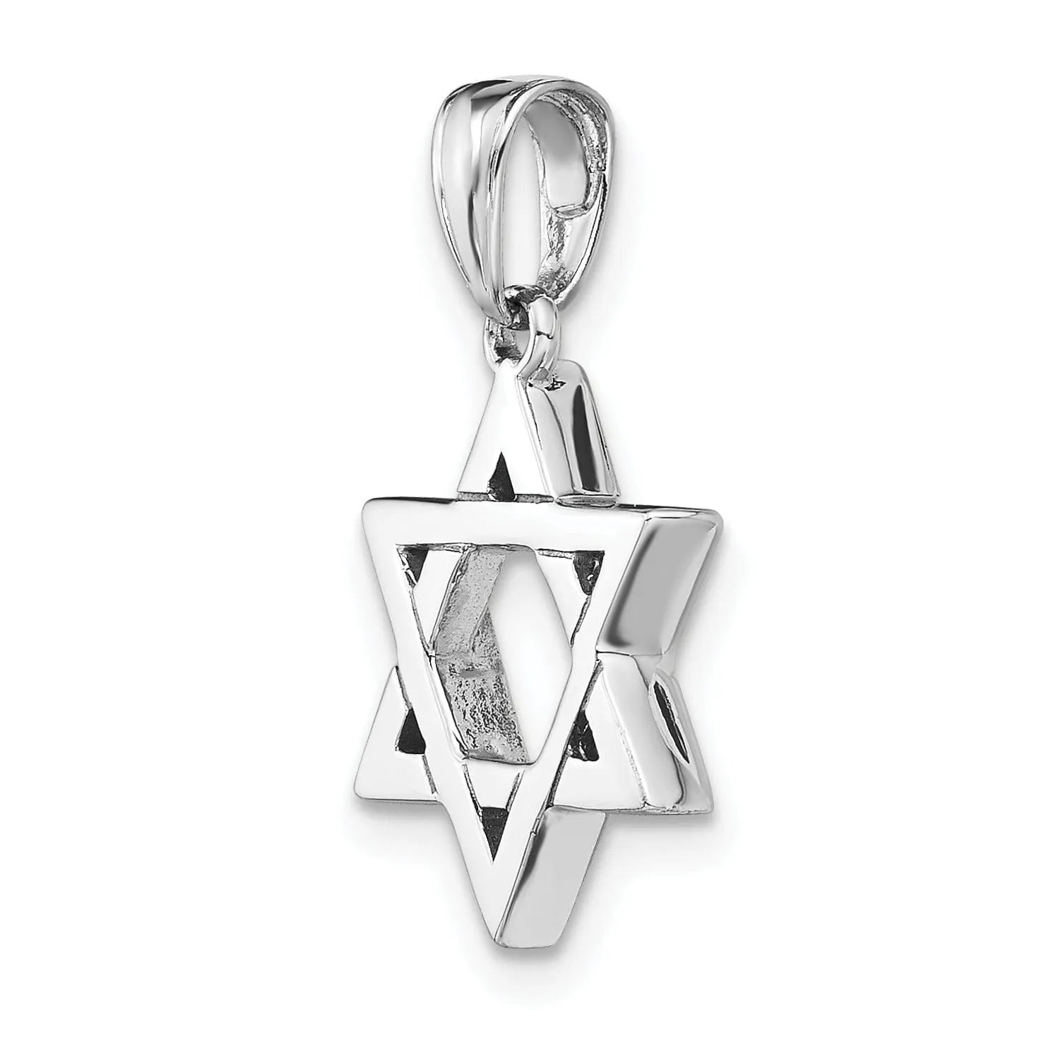 14K White Gold Polished Finish Flat Back Star Of David Charm Pendant