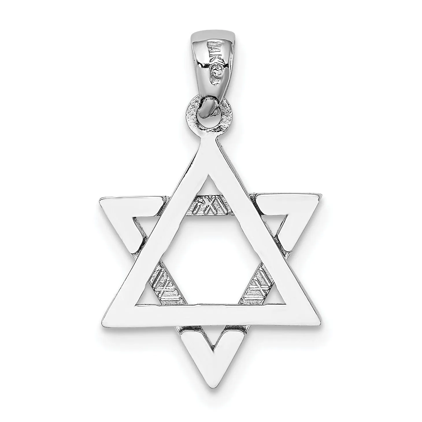 14K White Gold Polished Finish Flat Back Star Of David Charm Pendant