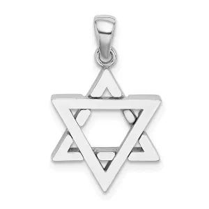 14K White Gold Polished Finish Flat Back Star Of David Charm Pendant