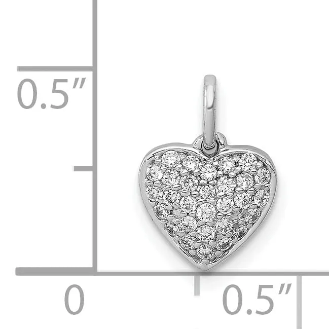 14k White Gold Polished Finish Open Back Polished Finish 0.184-CT Diamond Heart Charm Design Pendant