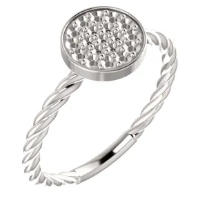 14k White Gold Rope Cluster Ring Mounting, Size 7