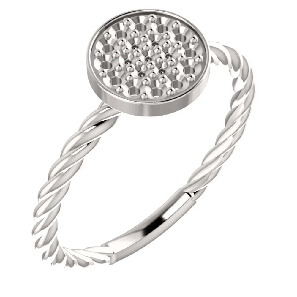 14k White Gold Rope Cluster Ring Mounting, Size 7