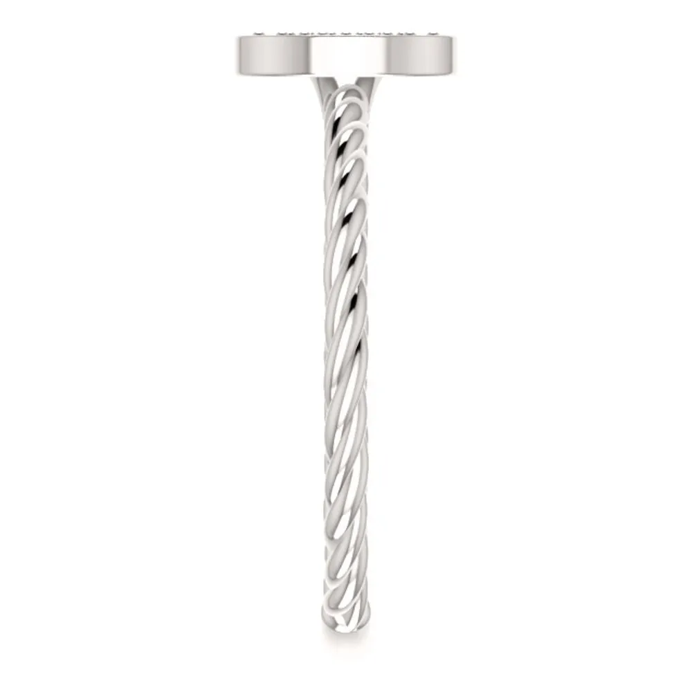 14k White Gold Rope Cluster Ring Mounting, Size 7