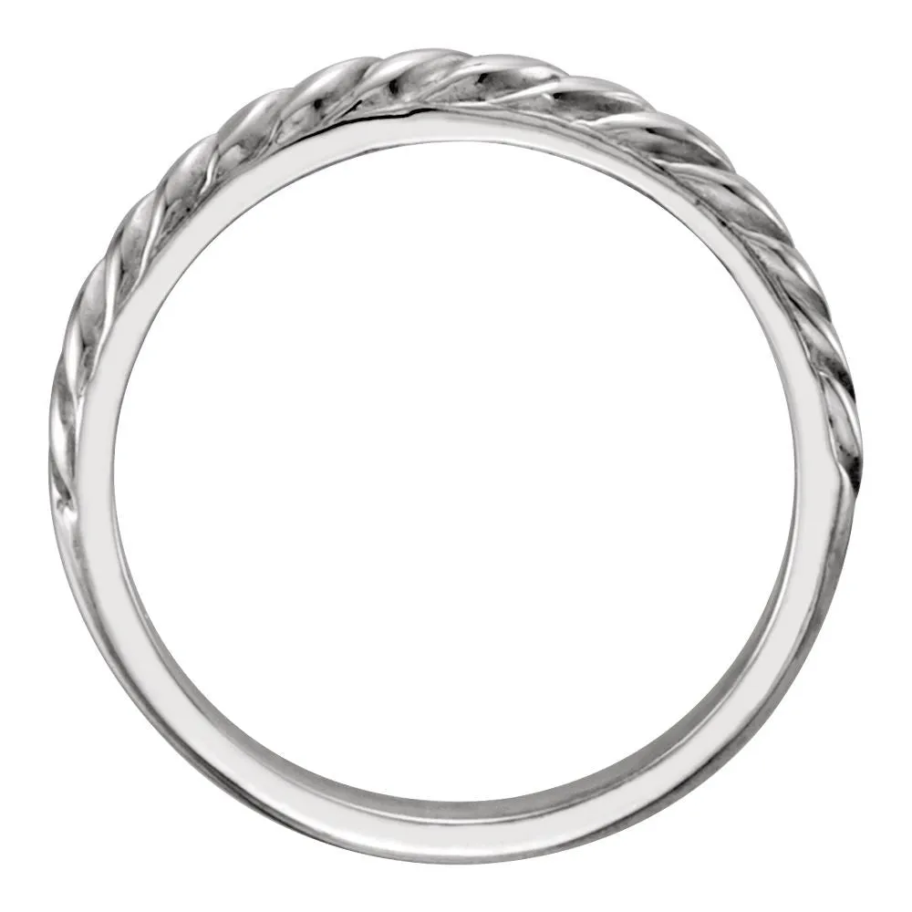 14k White Gold Rope Design Stackable Band , Size 7
