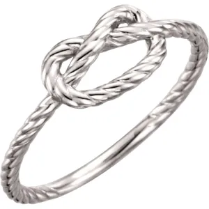 14k White Gold Rope Knot Ring, Size 7