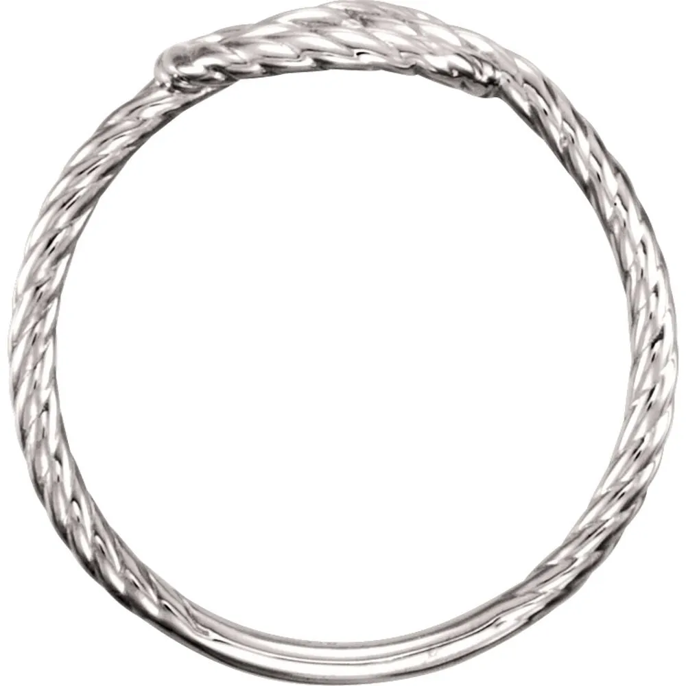 14k White Gold Rope Knot Ring, Size 7