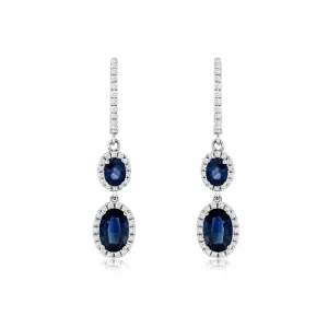 14K White Gold Sapphire & Diamond Earrings