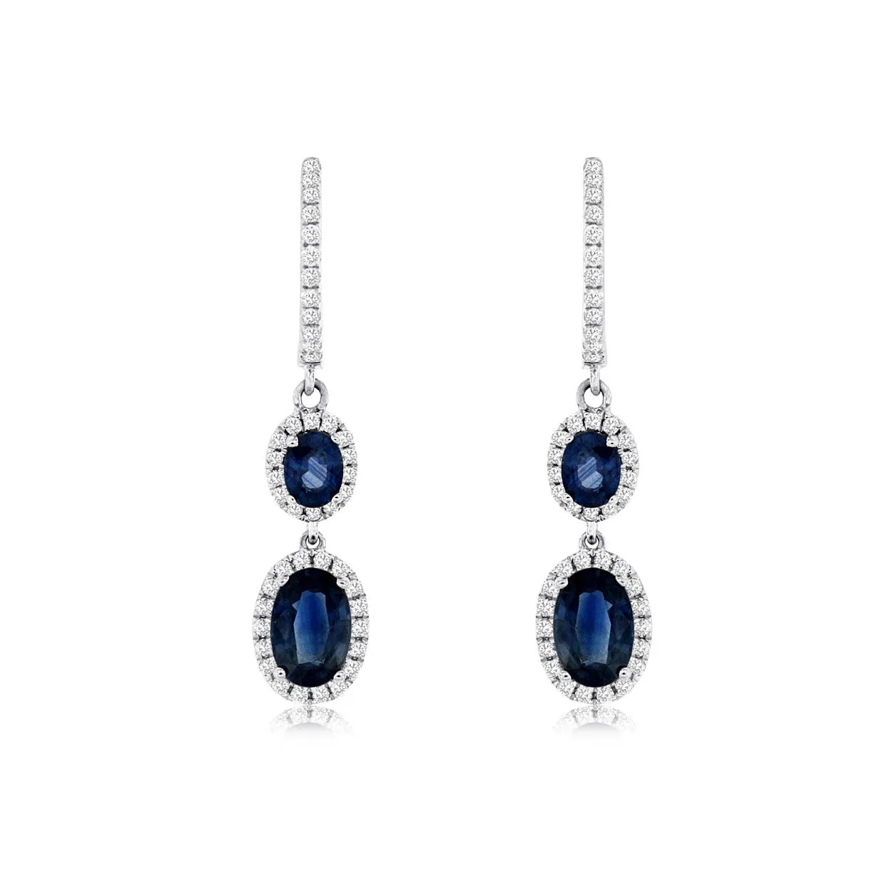 14K White Gold Sapphire & Diamond Earrings