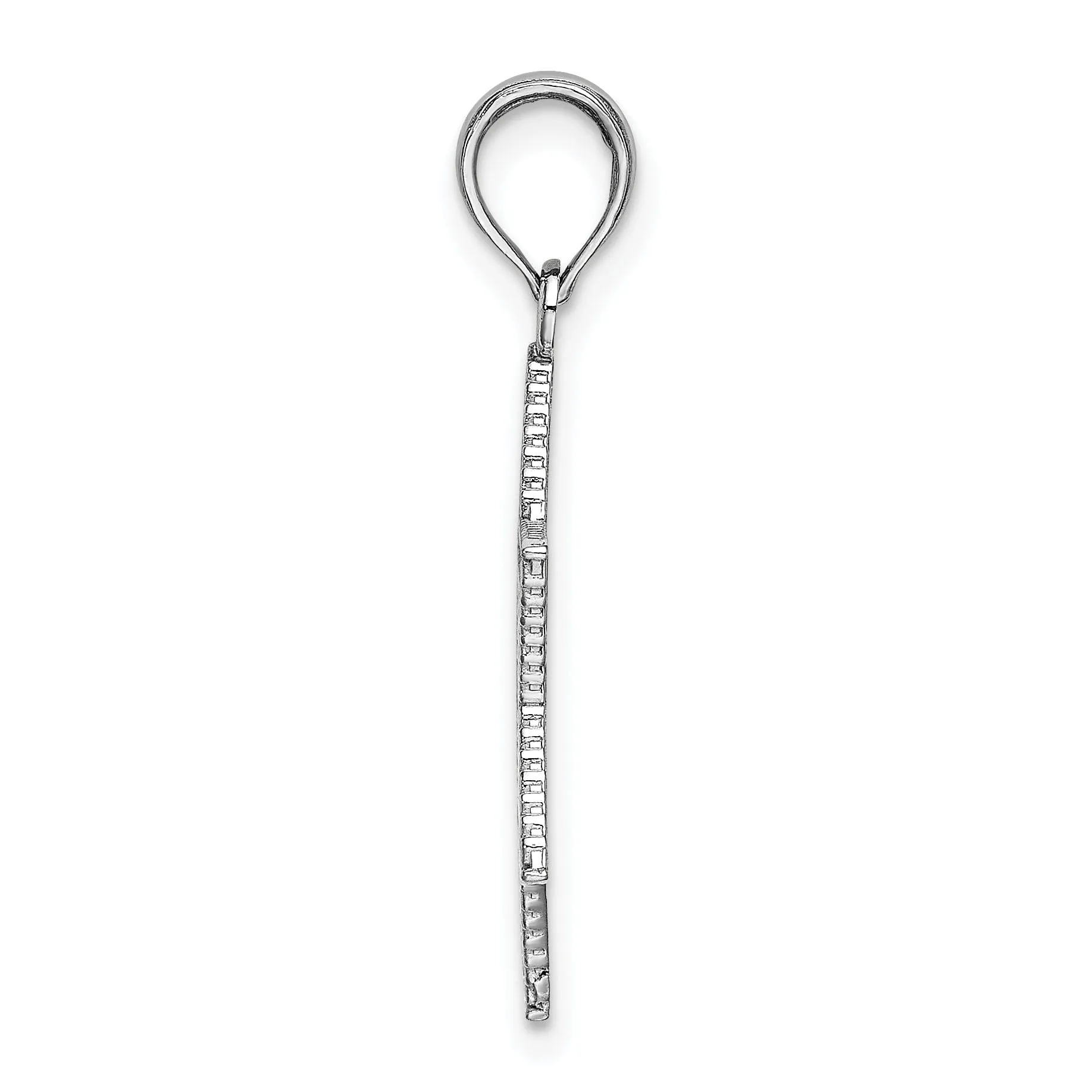 14k White Gold Texture D.C Finish Solid Star of David Pendant