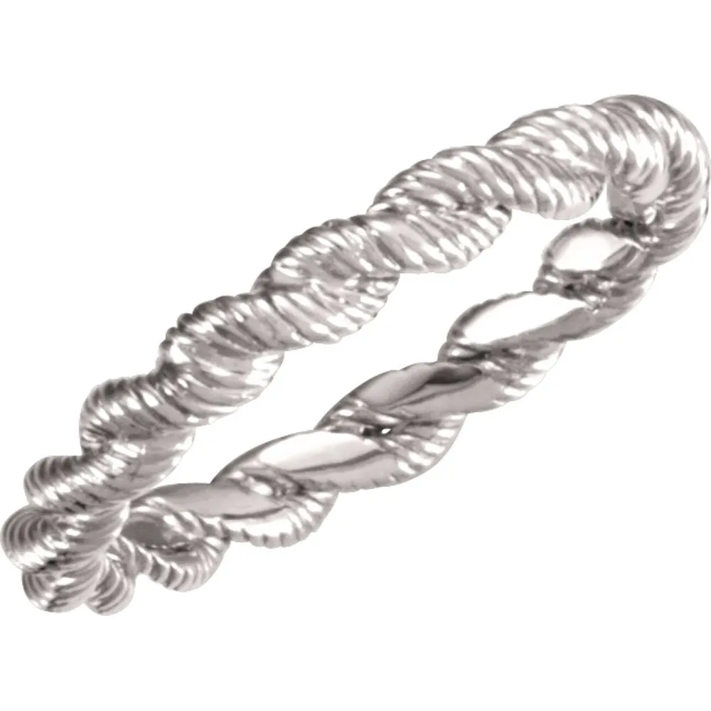 14k White Gold Twisted Rope Band Size 4