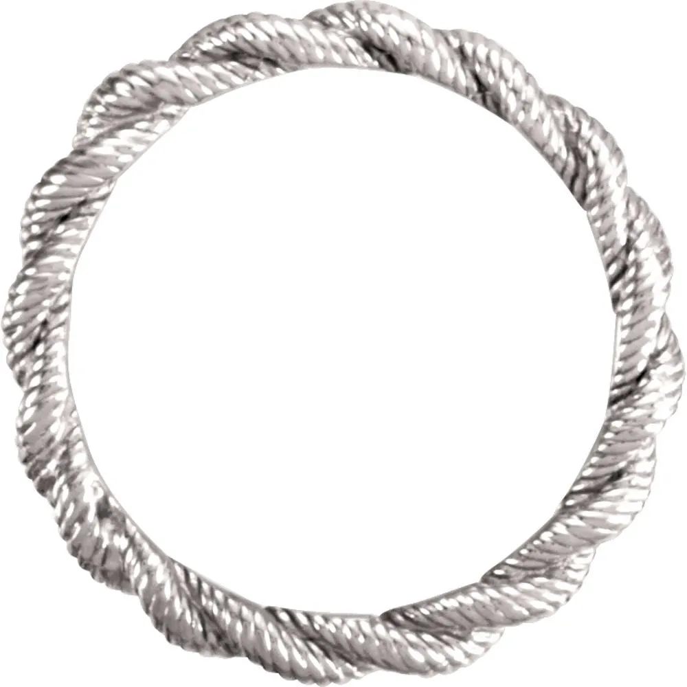 14k White Gold Twisted Rope Band Size 4