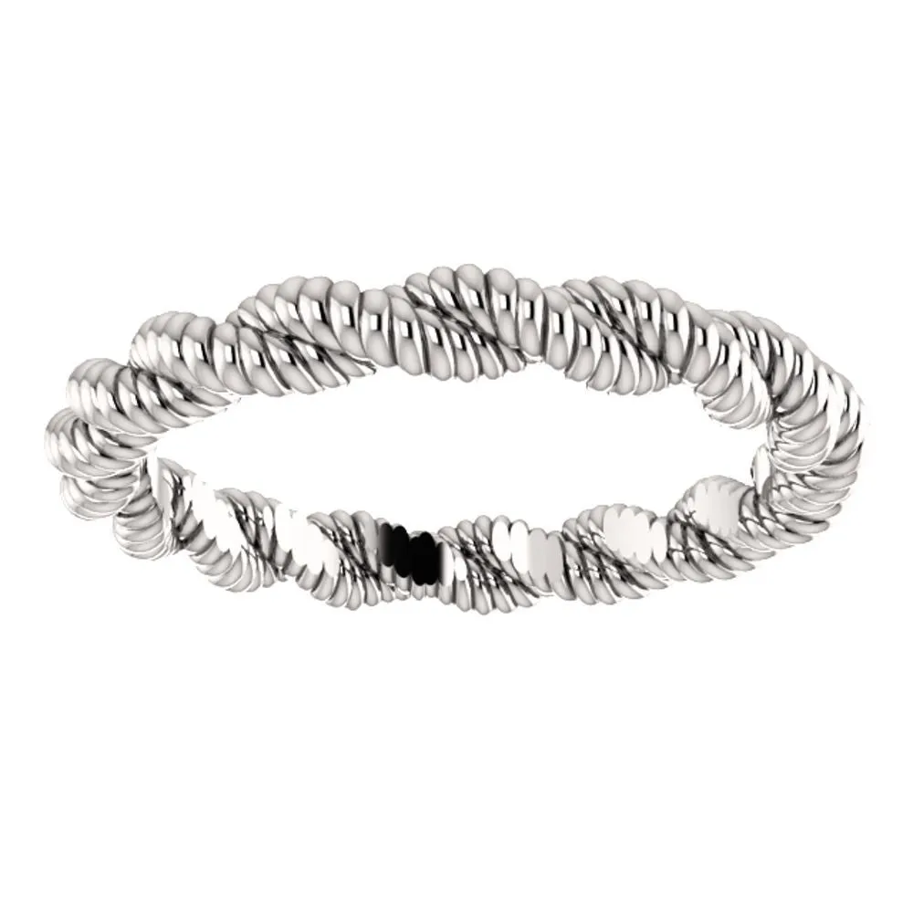 14k White Gold Twisted Rope Band Size 4