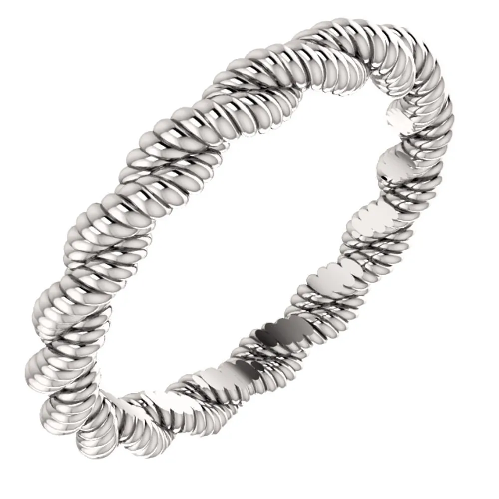 14k White Gold Twisted Rope Band Size 4