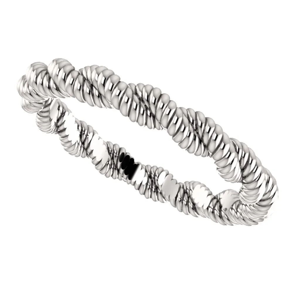 14k White Gold Twisted Rope Band Size 4