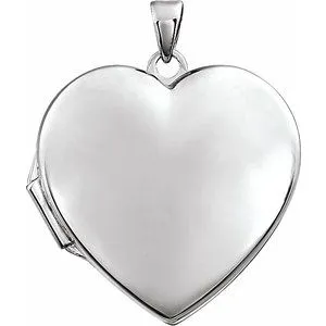 14K White Heart Locket