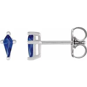 14K White Lab-Grown Blue Sapphire Earrings