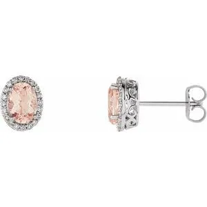 14K White Morganite & 1/5 CTW Diamond Earrings