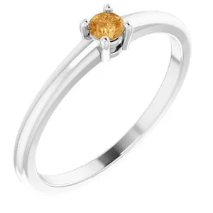 14K White Natural Citrine Ring