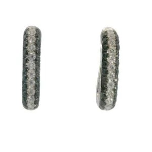 14K White Natural Diamond Hoop Earrings