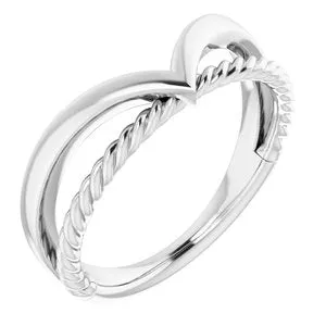 14K White Negative Space Rope Ring