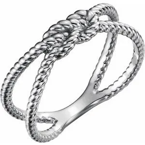 14K White Rope Knot Ring