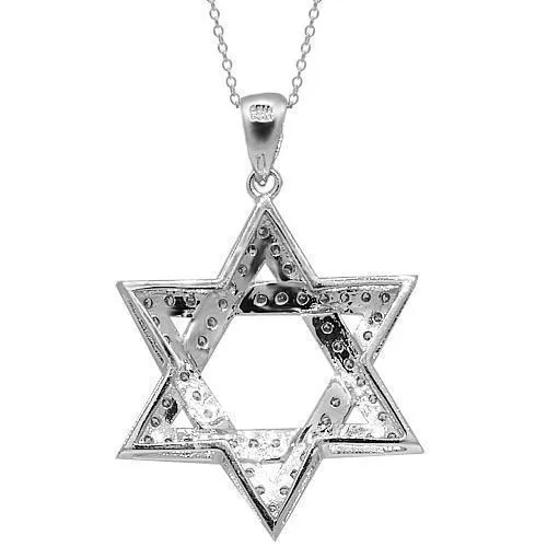 14K White Solid Gold Mens Diamond Star of David Pendant 1.39 Ctw