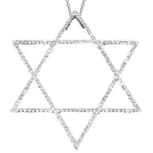 14K White Solid Gold Womens Diamond Star of David Pendant 0.70 Ctw